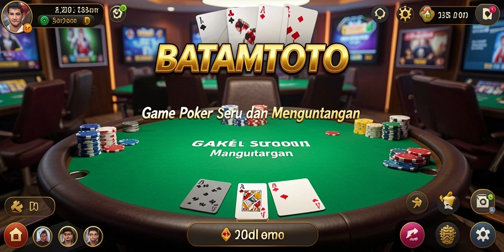 Screenshot utama gameplay BATAMTOTO yang menampilkan suasana poker yang seru.
