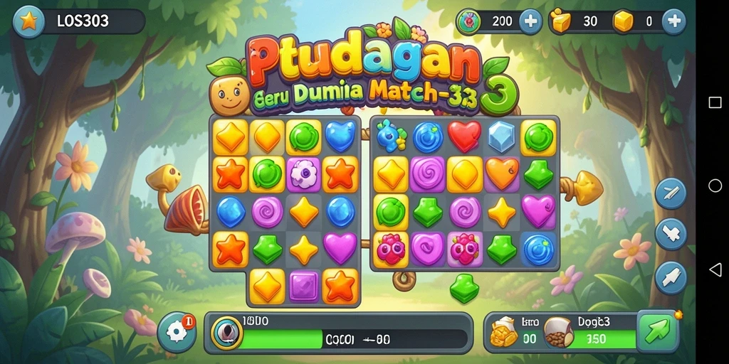 Tangkapan layar permainan LOS303 menampilkan aksi mencocokkan elemen Match-3.